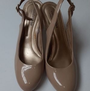 Tan leather heel
